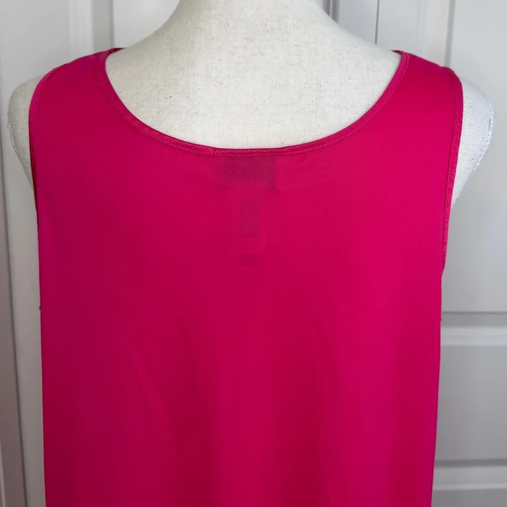 Vanity Fair Vintage Bright Pink Sleeveless Satin Nightgown Medium Floral Lace